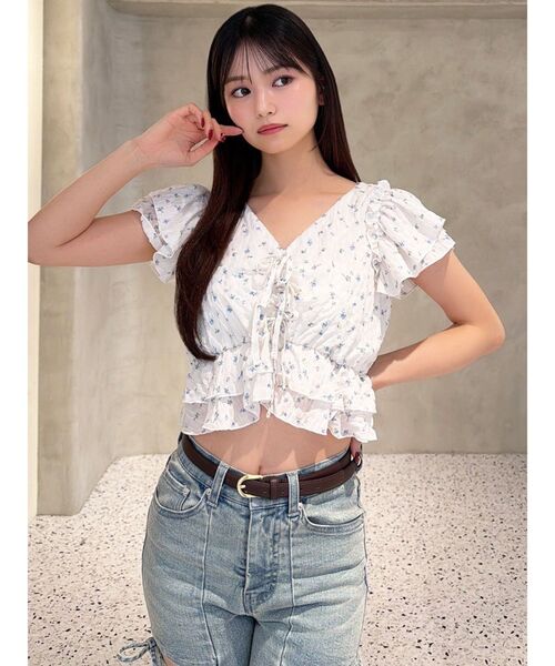 RESEXXY(リゼクシー)の「フラワークロップドフリルブラウス(シャツ/ブラウス・レディース・ピンク/ホワイト/ブラック・FREE)」の13枚目の写真