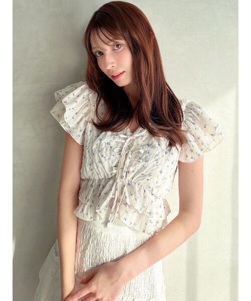 RESEXXY(リゼクシー)の「フラワークロップドフリルブラウス(シャツ/ブラウス・レディース・ピンク/ホワイト/ブラック・FREE)」の16枚目の写真