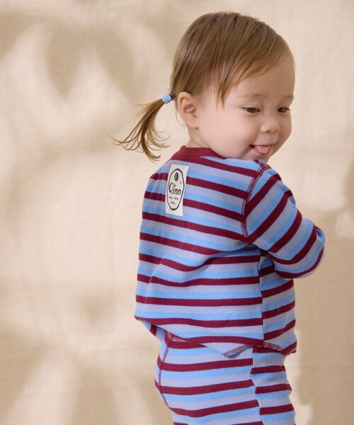 CIAOPANIC TYPY（チャオパニックティピー）の「【BABY】【Qinn】ボーダーワッフルヘンリートップス：80～100cm（その他ベビーウェア・キッズ・ミント/レッド/ブルー・100/90/80）」の3枚目の写真