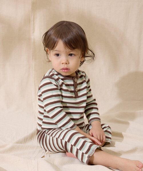 CIAOPANIC TYPY（チャオパニックティピー）の「【BABY】【Qinn】ボーダーワッフルヘンリートップス：80～100cm（その他ベビーウェア・キッズ・ミント/レッド/ブルー・100/90/80）」の4枚目の写真