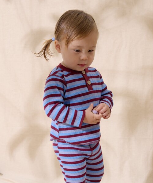 CIAOPANIC TYPY（チャオパニックティピー）の「【BABY】【Qinn】ボーダーワッフルヘンリートップス：80～100cm（その他ベビーウェア・キッズ・ミント/レッド/ブルー・100/90/80）」の6枚目の写真