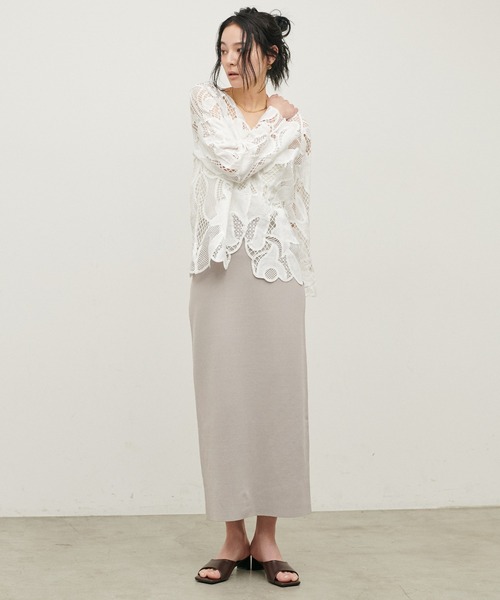 LARUTA（ラルータ）の「【LARUTA】UV接触冷感シンプルIラインニットスカート（スカート・レディース・グレー/ブラック/ブルー/オフホワイト・FREE）」の19枚目の写真