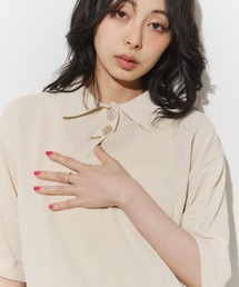 ループヤーンポロ襟半袖ニット