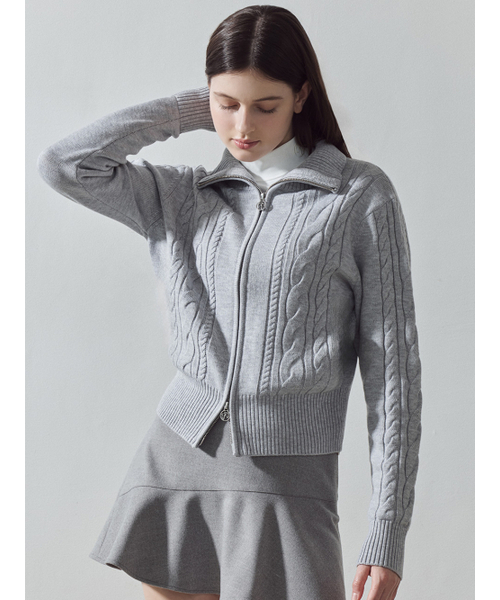LORDLOAR(ロードロアル)の「ツーウェイ防風ジップアップニット M/GREY(ニット/セーター・レディース・その他・SMALL/MEDIUM)」の1枚目の写真