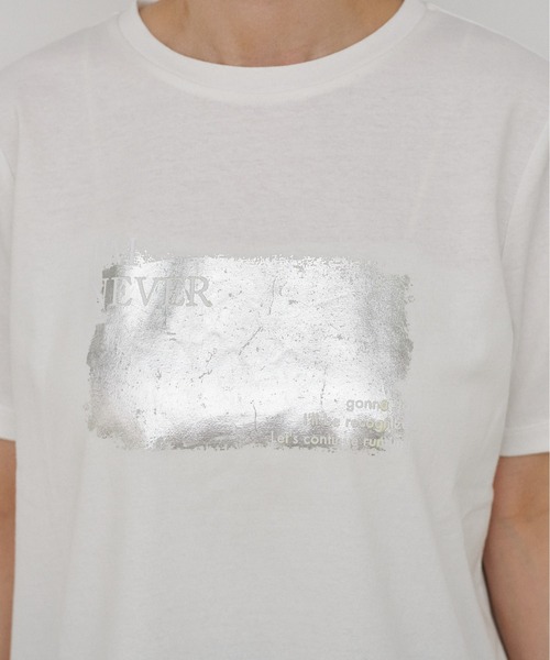 LARUTA(ラルータ)の「【LARUTA】汗染み防止箔ロゴT(Tシャツ/カットソー・レディース・スミクロ/オフホワイト/ブラウン・FREE)」の8枚目の写真