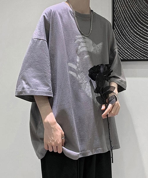tunee（チュニー）の「【WARAIJOGO】HANDプリントオーバーサイズTシャツ(NEZ)（Tシャツ/カットソー・メンズ・ホワイト/グレー/ブラック・FREE）」の11枚目の写真