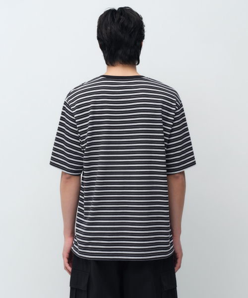 MUSINSA STANDARD（ムシンサスタンダード）の「マルチストライプリラックスティーシャツ5 [ブラック]（Tシャツ/カットソー・メンズ・その他・SMALL/MEDIUM/LARGE/X-LARGE/2XL/3XL）」の3枚目の写真