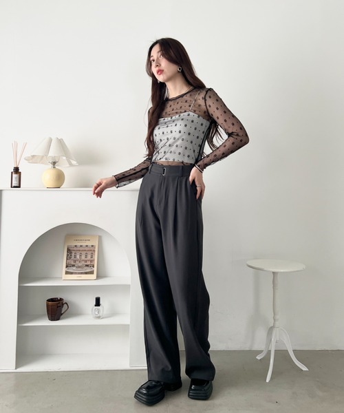 LOVALOT(ラバロット)の「花柄シースルーカットソー(Tシャツ/カットソー・レディース・ブラック/ホワイト・FREE)」の12枚目の写真