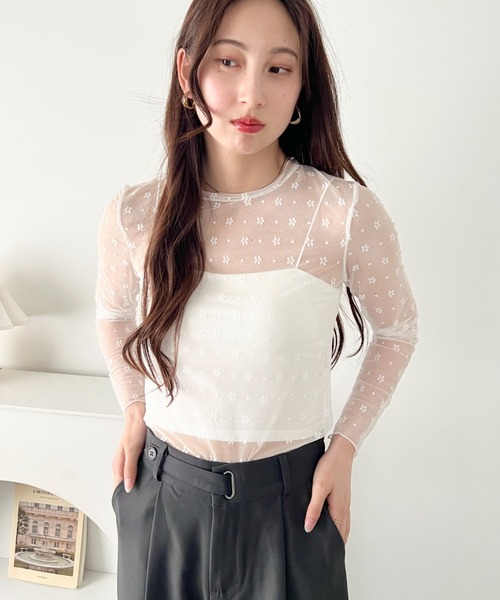 LOVALOT(ラバロット)の「花柄シースルーカットソー(Tシャツ/カットソー・レディース・ブラック/ホワイト・FREE)」の15枚目の写真
