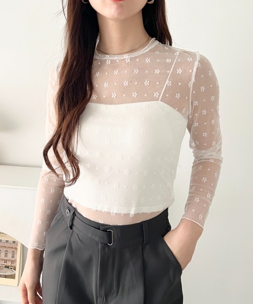LOVALOT(ラバロット)の「花柄シースルーカットソー(Tシャツ/カットソー・レディース・ブラック/ホワイト・FREE)」の14枚目の写真