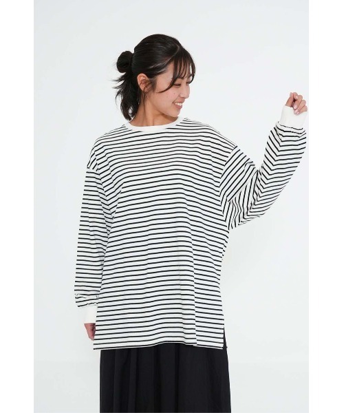 HEART MARKET(ハートマーケット)の「スリットゆったりチュニック(Tシャツ/カットソー・レディース・ブラック系/チャコール/ホワイト/ライム/ピンク/ブルー・FREE)」の10枚目の写真