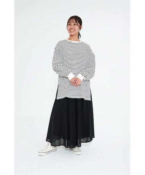 HEART MARKET(ハートマーケット)の「スリットゆったりチュニック(Tシャツ/カットソー・レディース・ブラック系/チャコール/ホワイト/ライム/ピンク/ブルー・FREE)」の7枚目の写真