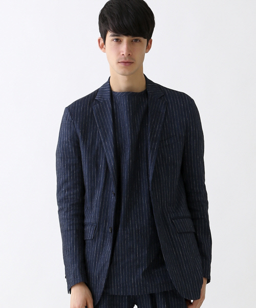 ABAHOUSE（アバハウス）の「【セットアップ対応】ストレッチリネン　2ボタンジャケット（テーラードジャケット・メンズ・ネイビー/ベージュ・48/44/46）」の2枚目の写真