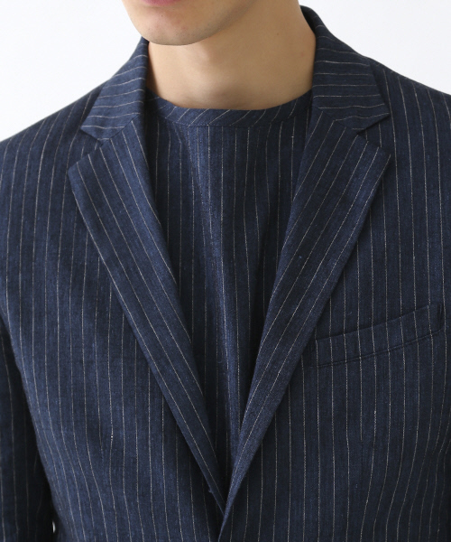 ABAHOUSE（アバハウス）の「【セットアップ対応】ストレッチリネン　2ボタンジャケット（テーラードジャケット・メンズ・ネイビー/ベージュ・48/44/46）」の5枚目の写真