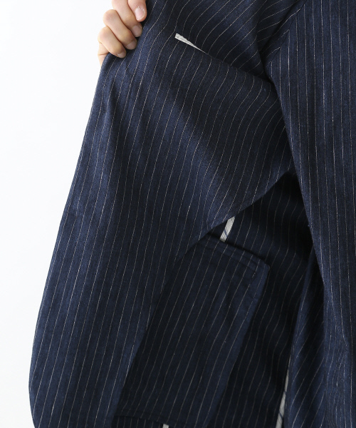 ABAHOUSE（アバハウス）の「【セットアップ対応】ストレッチリネン　2ボタンジャケット（テーラードジャケット・メンズ・ネイビー/ベージュ・48/44/46）」の3枚目の写真