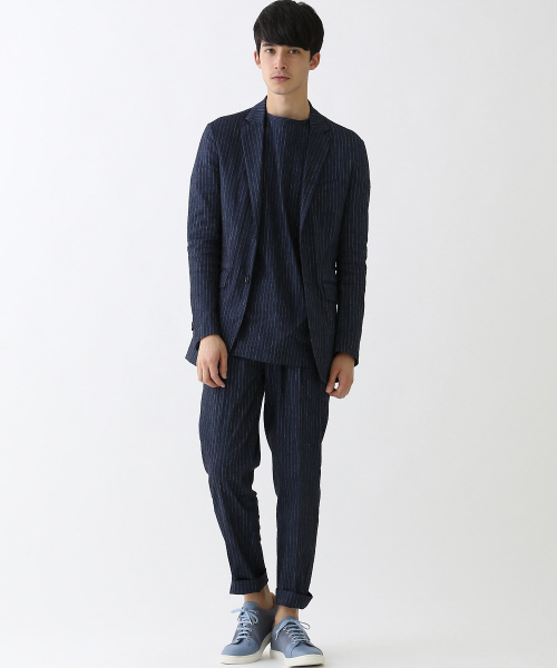 ABAHOUSE（アバハウス）の「【セットアップ対応】ストレッチリネン　2ボタンジャケット（テーラードジャケット・メンズ・ネイビー/ベージュ・48/44/46）」の4枚目の写真