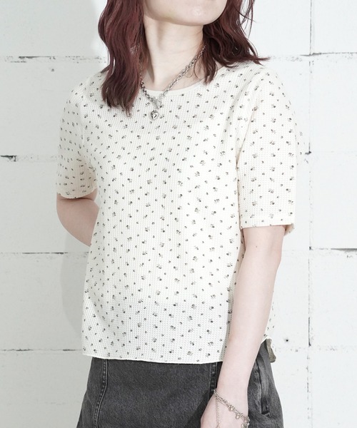 JEMORGAN(ジェーイーモーガン)の「"04"≪JEMORGAN≫パックT ワッフル 花柄 ハーフスリーブ Tシャツ(Tシャツ/カットソー・レディース・ブラック系1/ネイビー系1/ブルー系1/パープル系1/ピンク系1・FREE)」の13枚目の写真