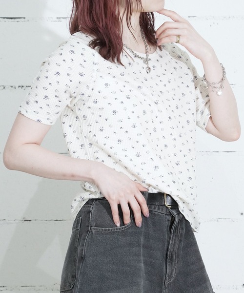 JEMORGAN(ジェーイーモーガン)の「"04"≪JEMORGAN≫パックT ワッフル 花柄 ハーフスリーブ Tシャツ(Tシャツ/カットソー・レディース・ブラック系1/ネイビー系1/ブルー系1/パープル系1/ピンク系1・FREE)」の15枚目の写真