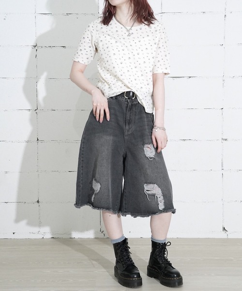 JEMORGAN(ジェーイーモーガン)の「"04"≪JEMORGAN≫パックT ワッフル 花柄 ハーフスリーブ Tシャツ(Tシャツ/カットソー・レディース・ブラック系1/ネイビー系1/ブルー系1/パープル系1/ピンク系1・FREE)」の14枚目の写真