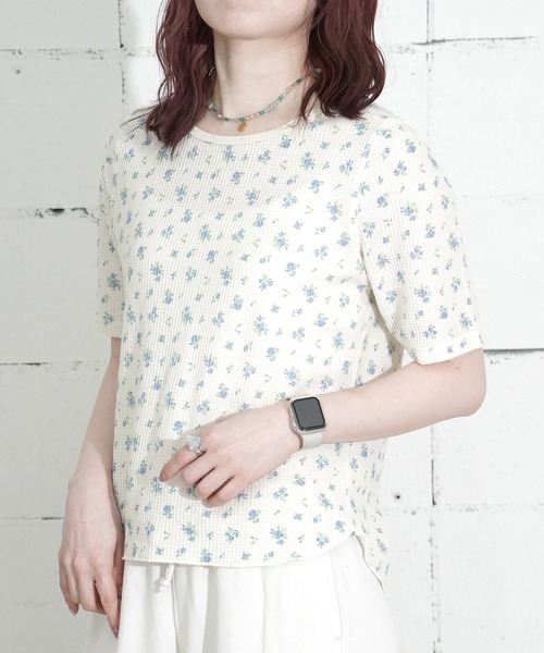 JEMORGAN(ジェーイーモーガン)の「"04"≪JEMORGAN≫パックT ワッフル 花柄 ハーフスリーブ Tシャツ(Tシャツ/カットソー・レディース・ブラック系1/ネイビー系1/ブルー系1/パープル系1/ピンク系1・FREE)」の17枚目の写真
