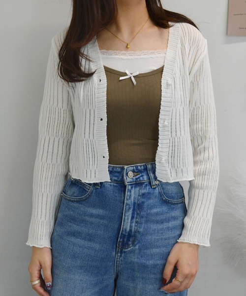 ALTROSE(アルトローズ)の「【2026SS】シアーVネック カーディガン(カーディガン/ボレロ・レディース・ブラック/ホワイト/グリーン・FREE)」の13枚目の写真