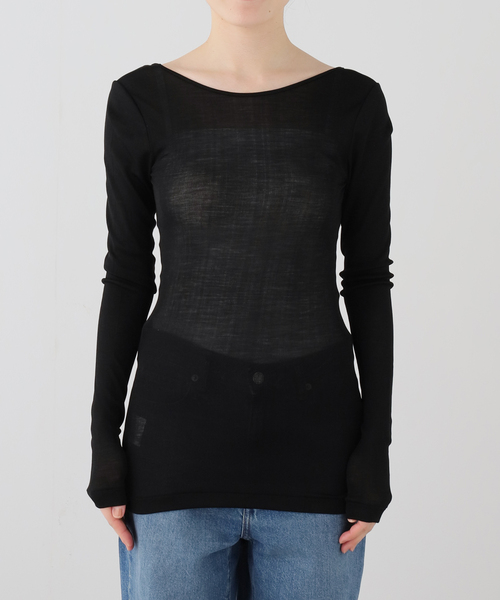 FRAMeWORK(フレームワーク)の「MALU olivia 2way SILKスクープネック ロンTEE(Tシャツ/カットソー・レディース・アイボリー/ブラック・FREE)」の7枚目の写真
