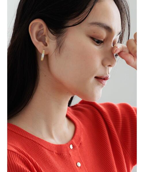 Te chichi(テチチ)の「サークルモチーフピアス(ピアス(両耳用)・レディース・ブラウン/オフホワイト・F)」の3枚目の写真