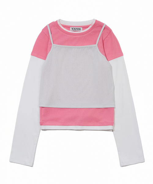YOUHEE(ユヒ)の「3 LAYERED LONG SLEEVE T-SHIRTS_PINK(Tシャツ/カットソー・レディース・その他・FREE)」の2枚目の写真