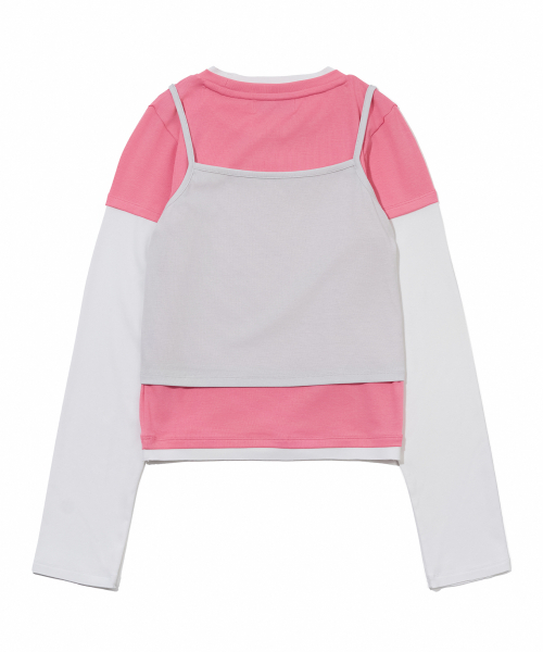 YOUHEE(ユヒ)の「3 LAYERED LONG SLEEVE T-SHIRTS_PINK(Tシャツ/カットソー・レディース・その他・FREE)」の3枚目の写真