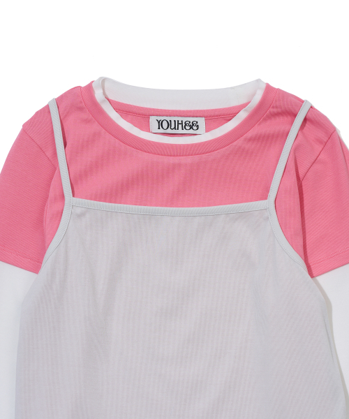 YOUHEE(ユヒ)の「3 LAYERED LONG SLEEVE T-SHIRTS_PINK(Tシャツ/カットソー・レディース・その他・FREE)」の4枚目の写真