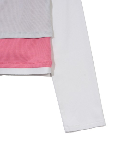 YOUHEE(ユヒ)の「3 LAYERED LONG SLEEVE T-SHIRTS_PINK(Tシャツ/カットソー・レディース・その他・FREE)」の5枚目の写真