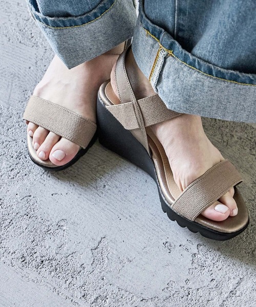 Fashion Letter(ファッションレター)の「日本製 ゴムストラップコンフォートシューズサンダル 痛くないサンダル(サンダル・レディース・ベージュ系その他/ブラック・LL/L/M/S)」の13枚目の写真