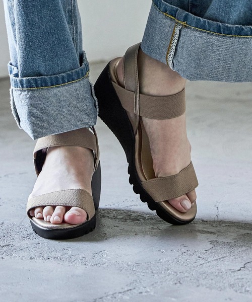 Fashion Letter(ファッションレター)の「日本製 ゴムストラップコンフォートシューズサンダル 痛くないサンダル(サンダル・レディース・ベージュ系その他/ブラック・LL/L/M/S)」の14枚目の写真