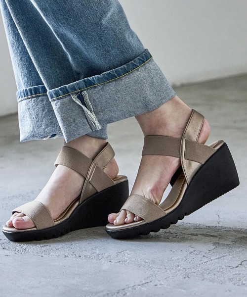 Fashion Letter(ファッションレター)の「日本製 ゴムストラップコンフォートシューズサンダル 痛くないサンダル(サンダル・レディース・ベージュ系その他/ブラック・LL/L/M/S)」の15枚目の写真