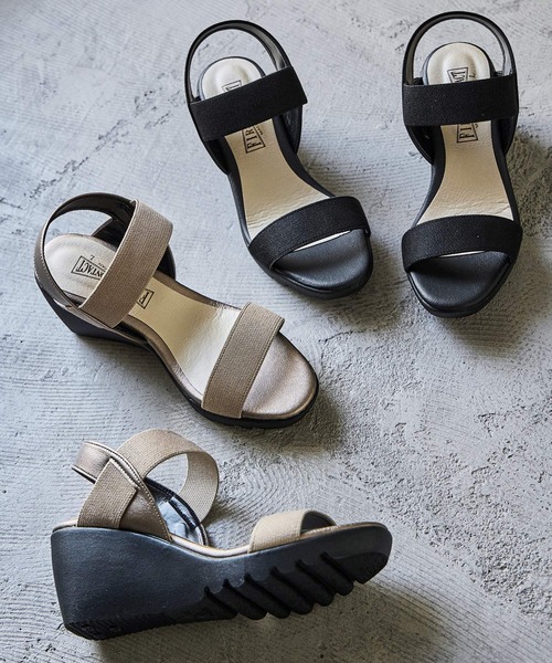 Fashion Letter(ファッションレター)の「日本製 ゴムストラップコンフォートシューズサンダル 痛くないサンダル(サンダル・レディース・ベージュ系その他/ブラック・LL/L/M/S)」の9枚目の写真