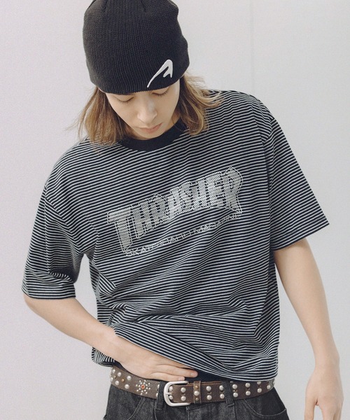 THRASHER(スラッシャー)の「THRASHER×MSG 別注 ラインストーンTシャツ(Tシャツ/カットソー・メンズ・ブラック系/ブルー系/ホワイト/グレー系/ブラック・S/M/L/XL)」の3枚目の写真