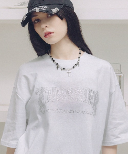 THRASHER(スラッシャー)の「THRASHER×MSG 別注 ラインストーンTシャツ(Tシャツ/カットソー・メンズ・ブラック系/ブルー系/ホワイト/グレー系/ブラック・S/M/L/XL)」の6枚目の写真