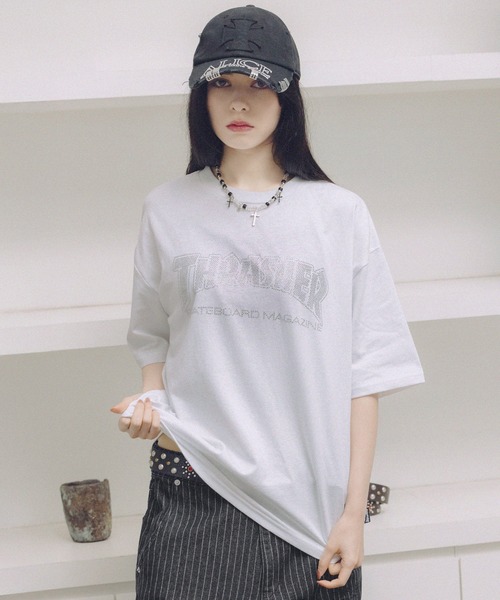 THRASHER(スラッシャー)の「THRASHER×MSG 別注 ラインストーンTシャツ(Tシャツ/カットソー・メンズ・ブラック系/ブルー系/ホワイト/グレー系/ブラック・S/M/L/XL)」の7枚目の写真