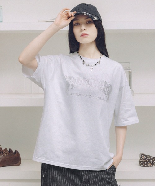 THRASHER(スラッシャー)の「THRASHER×MSG 別注 ラインストーンTシャツ(Tシャツ/カットソー・メンズ・ブラック系/ブルー系/ホワイト/グレー系/ブラック・S/M/L/XL)」の8枚目の写真
