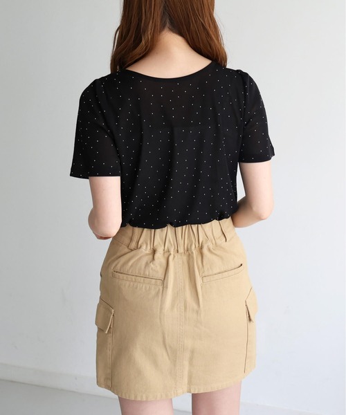 tiptop（ティップトップ）の「前後2wayリボン半袖Tシャツ（Tシャツ/カットソー・レディース・ブラック系その他/ホワイト系その他/ブラック/アイボリー・FREE）」の9枚目の写真