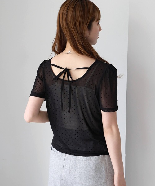 tiptop（ティップトップ）の「前後2wayリボン半袖Tシャツ（Tシャツ/カットソー・レディース・ブラック系その他/ホワイト系その他/ブラック/アイボリー・FREE）」の22枚目の写真