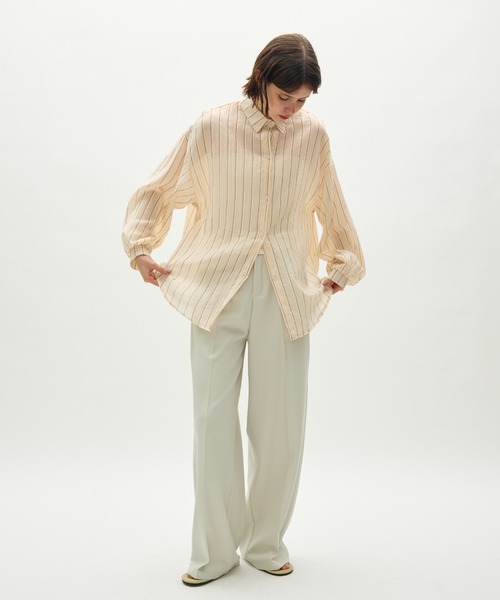 full/fill.（フルフィル）の「airy stripe over shirt / エアリーストライプオーバーシャツ（シャツ/ブラウス・レディース・アイボリー/ブラウン・FREE）」の10枚目の写真