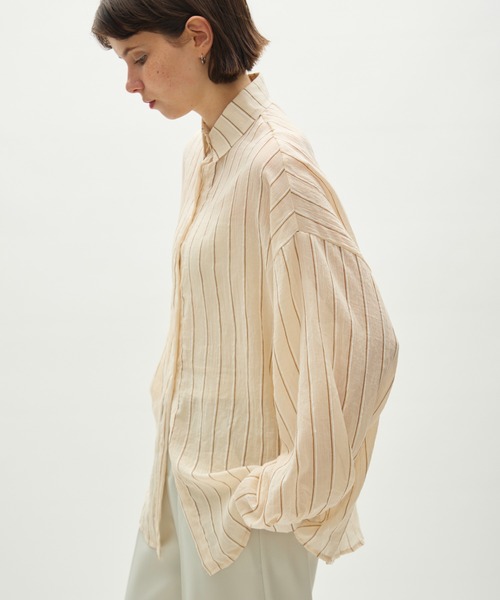 full/fill.（フルフィル）の「airy stripe over shirt / エアリーストライプオーバーシャツ（シャツ/ブラウス・レディース・アイボリー/ブラウン・FREE）」の4枚目の写真