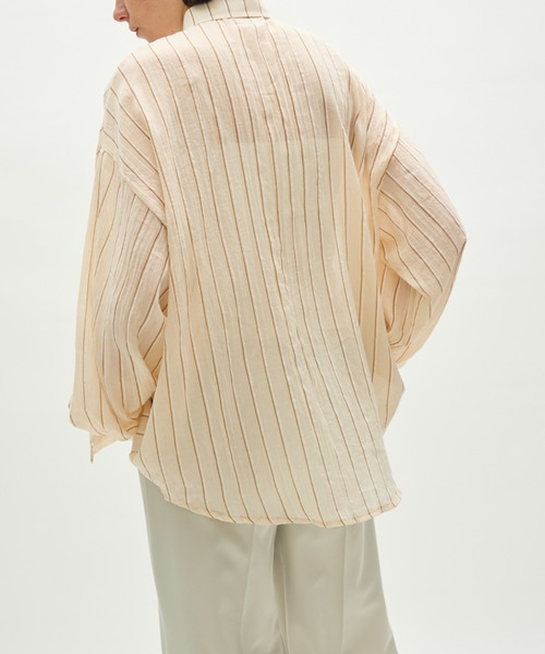 full/fill.（フルフィル）の「airy stripe over shirt / エアリーストライプオーバーシャツ（シャツ/ブラウス・レディース・アイボリー/ブラウン・FREE）」の5枚目の写真