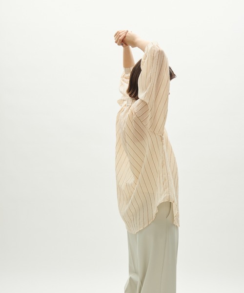 full/fill.（フルフィル）の「airy stripe over shirt / エアリーストライプオーバーシャツ（シャツ/ブラウス・レディース・アイボリー/ブラウン・FREE）」の9枚目の写真