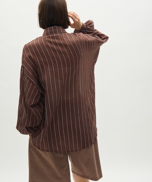 full/fill.（フルフィル）の「airy stripe over shirt / エアリーストライプオーバーシャツ（シャツ/ブラウス・レディース・アイボリー/ブラウン・FREE）」の18枚目の写真