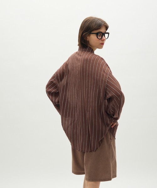 full/fill.（フルフィル）の「airy stripe over shirt / エアリーストライプオーバーシャツ（シャツ/ブラウス・レディース・アイボリー/ブラウン・FREE）」の19枚目の写真