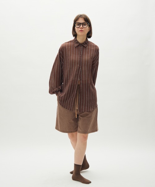 full/fill.（フルフィル）の「airy stripe over shirt / エアリーストライプオーバーシャツ（シャツ/ブラウス・レディース・アイボリー/ブラウン・FREE）」の20枚目の写真