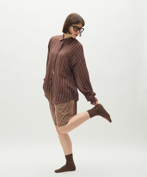 full/fill.（フルフィル）の「airy stripe over shirt / エアリーストライプオーバーシャツ（シャツ/ブラウス・レディース・アイボリー/ブラウン・FREE）」の21枚目の写真