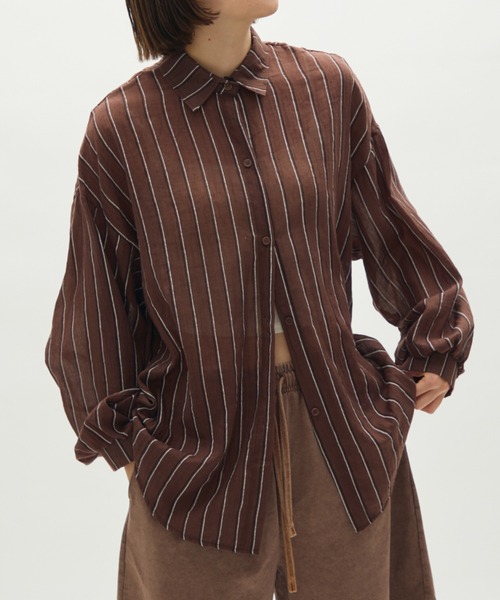 full/fill.（フルフィル）の「airy stripe over shirt / エアリーストライプオーバーシャツ（シャツ/ブラウス・レディース・アイボリー/ブラウン・FREE）」の16枚目の写真